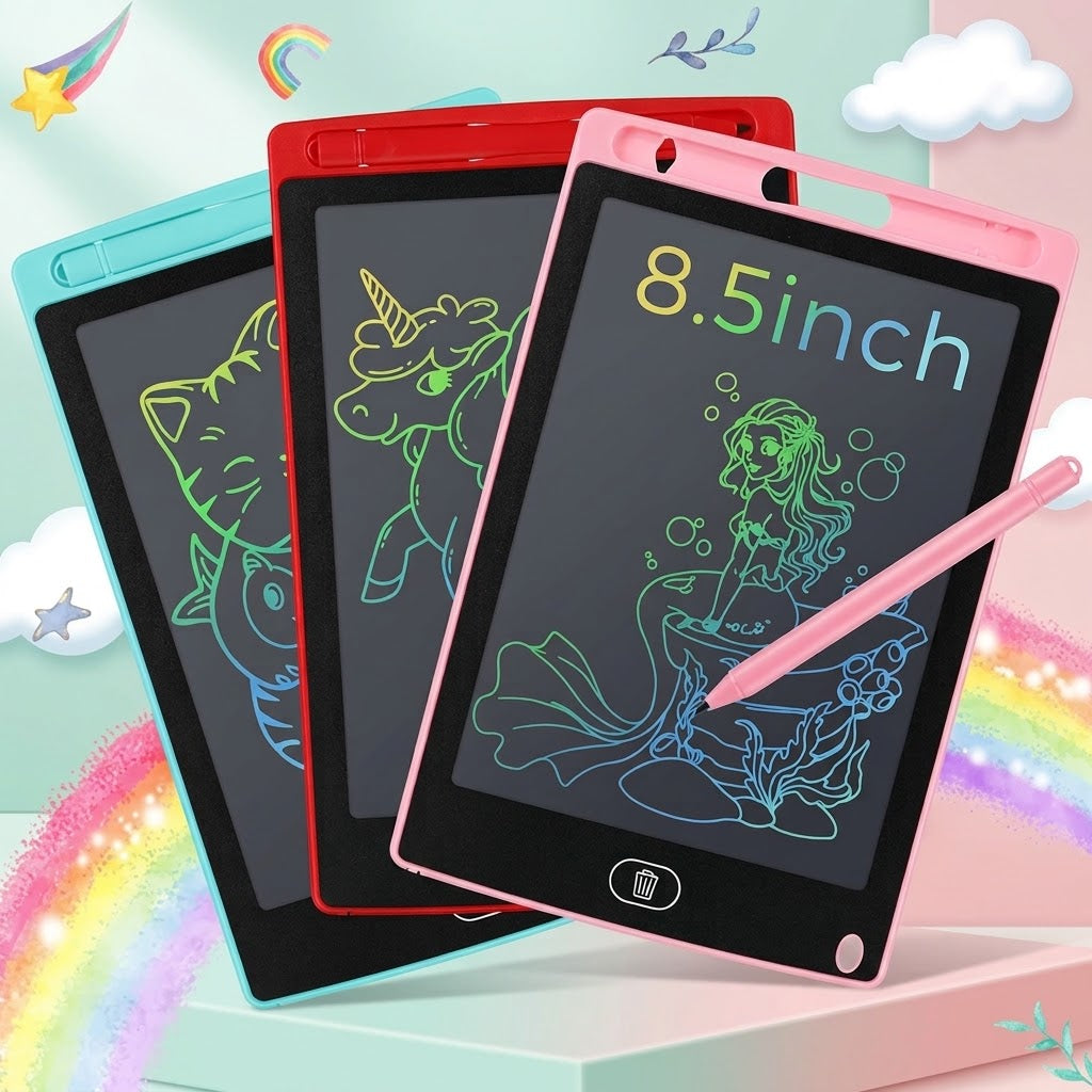 Kids Learning Bundle – 4 Sank Magic Practice Books + 10 Refills + Magic Pen + Gripper + 8.5" LCD Writing Tablet | Reusable Handwriting Practice Set