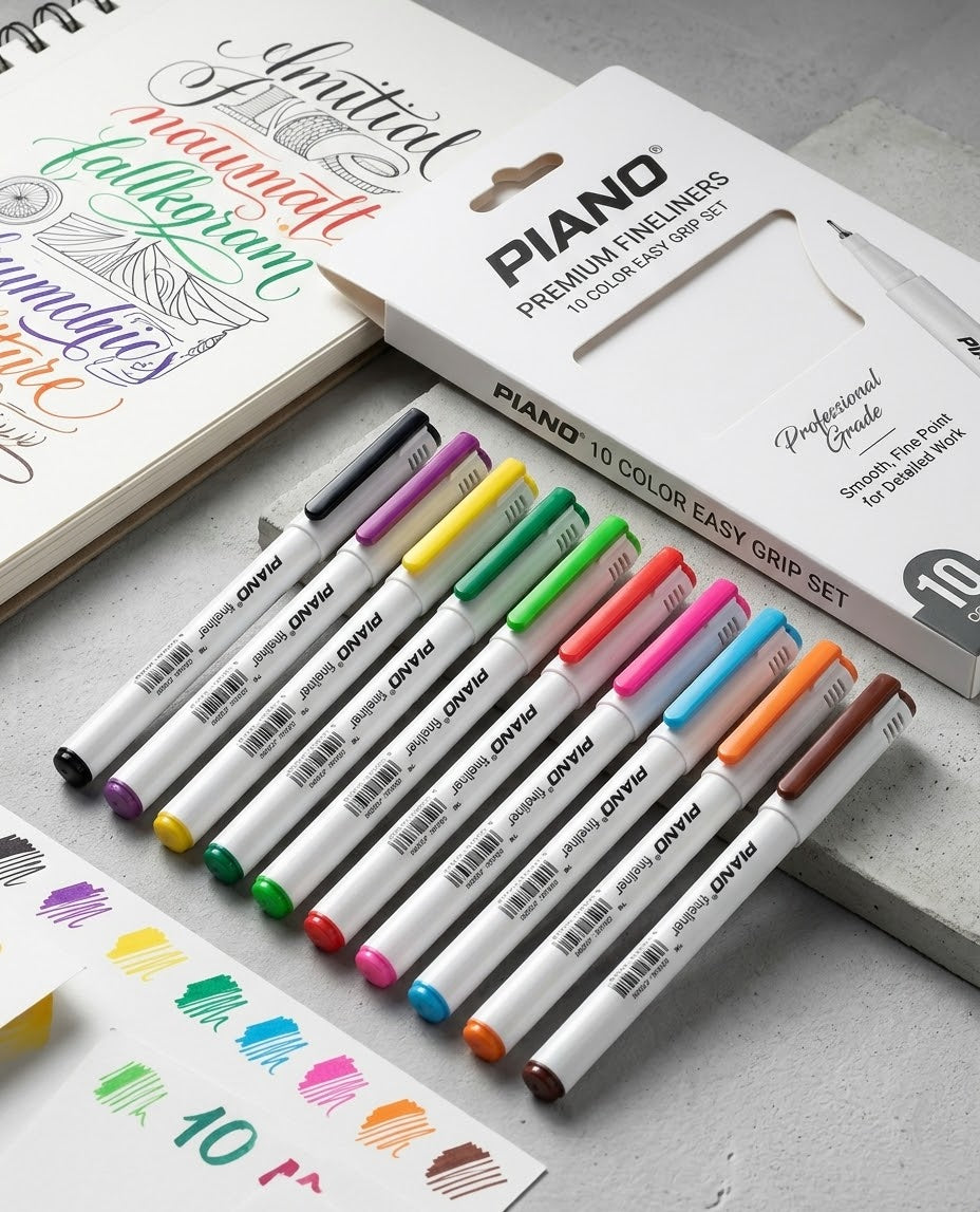 Piano Fine Line Markers – 10 Colour Pack
