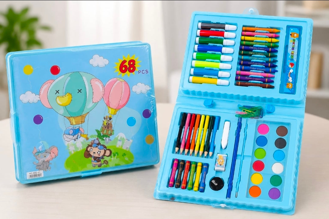 Hot Air Balloon Art Set, 68 pieces, blue case