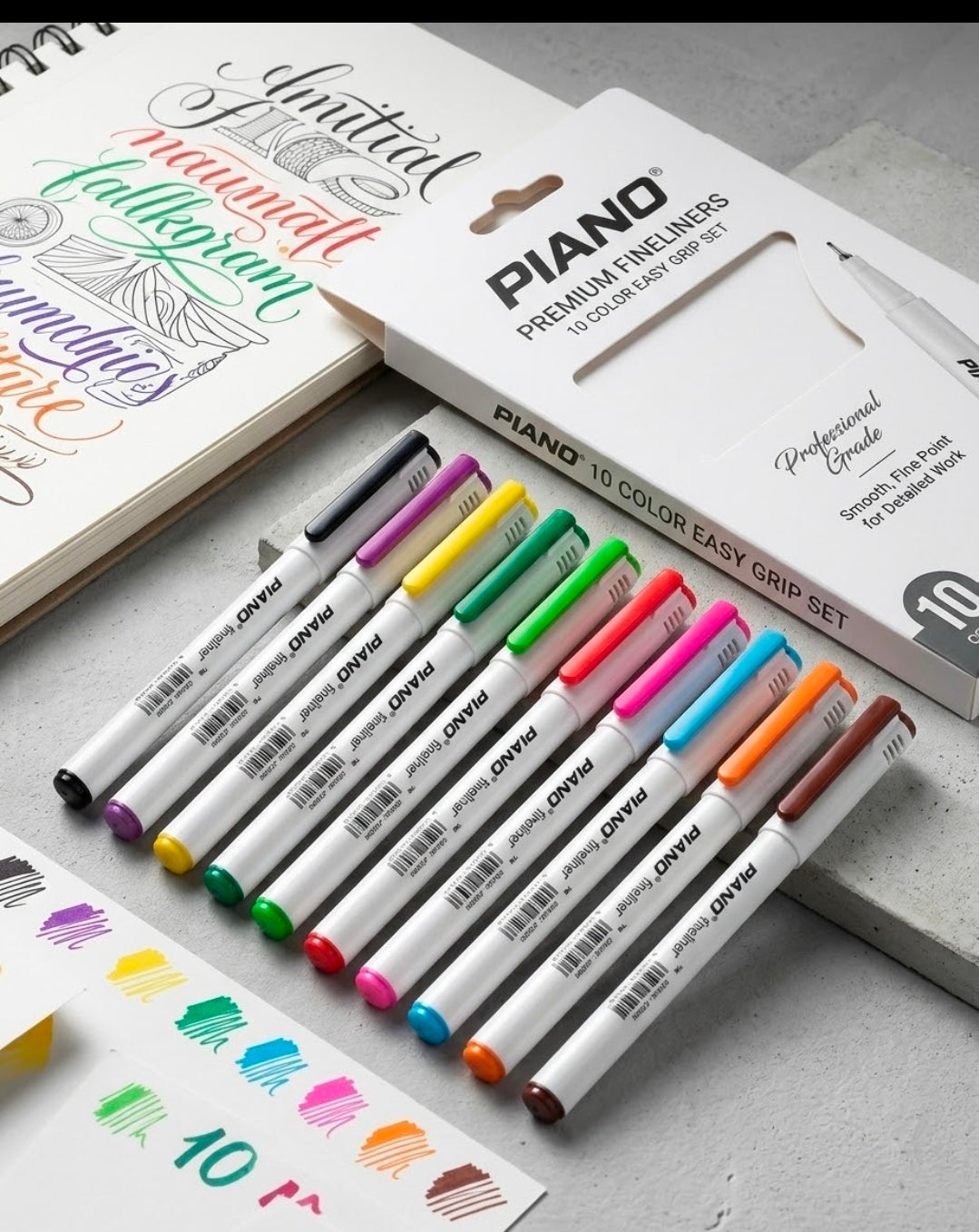 Piano Fineliner Easy Grip - 10 Color Set