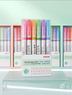 6-Piece Linear Color Roller/Curve Highlighter Pen Set