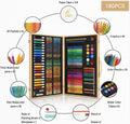 180-Piece Deluxe Art Set – Wooden Case Coloring & Painting Kit for Kids & Adults