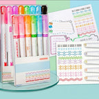 6-Piece Linear Color Roller/Curve Highlighter Pen Set