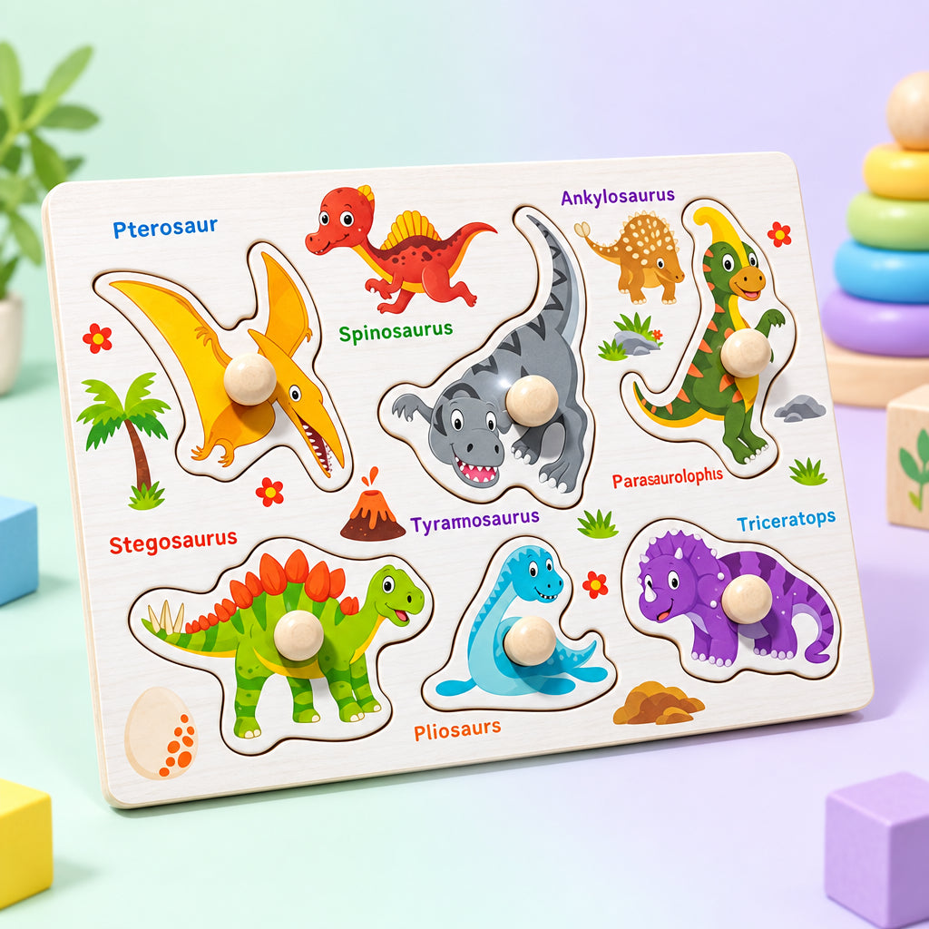 Wooden Dinosaur Peg Puzzle for kids