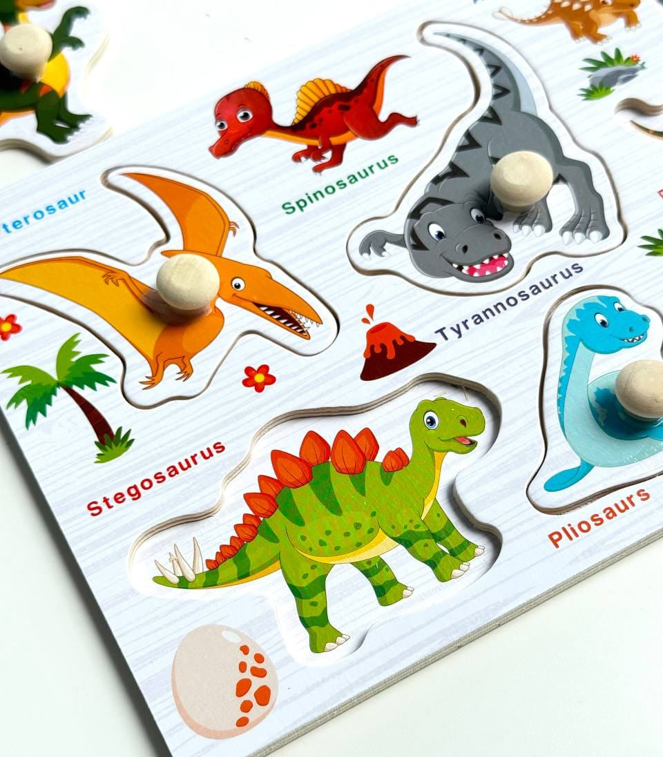 Wooden Dinosaur Peg Puzzle for kids